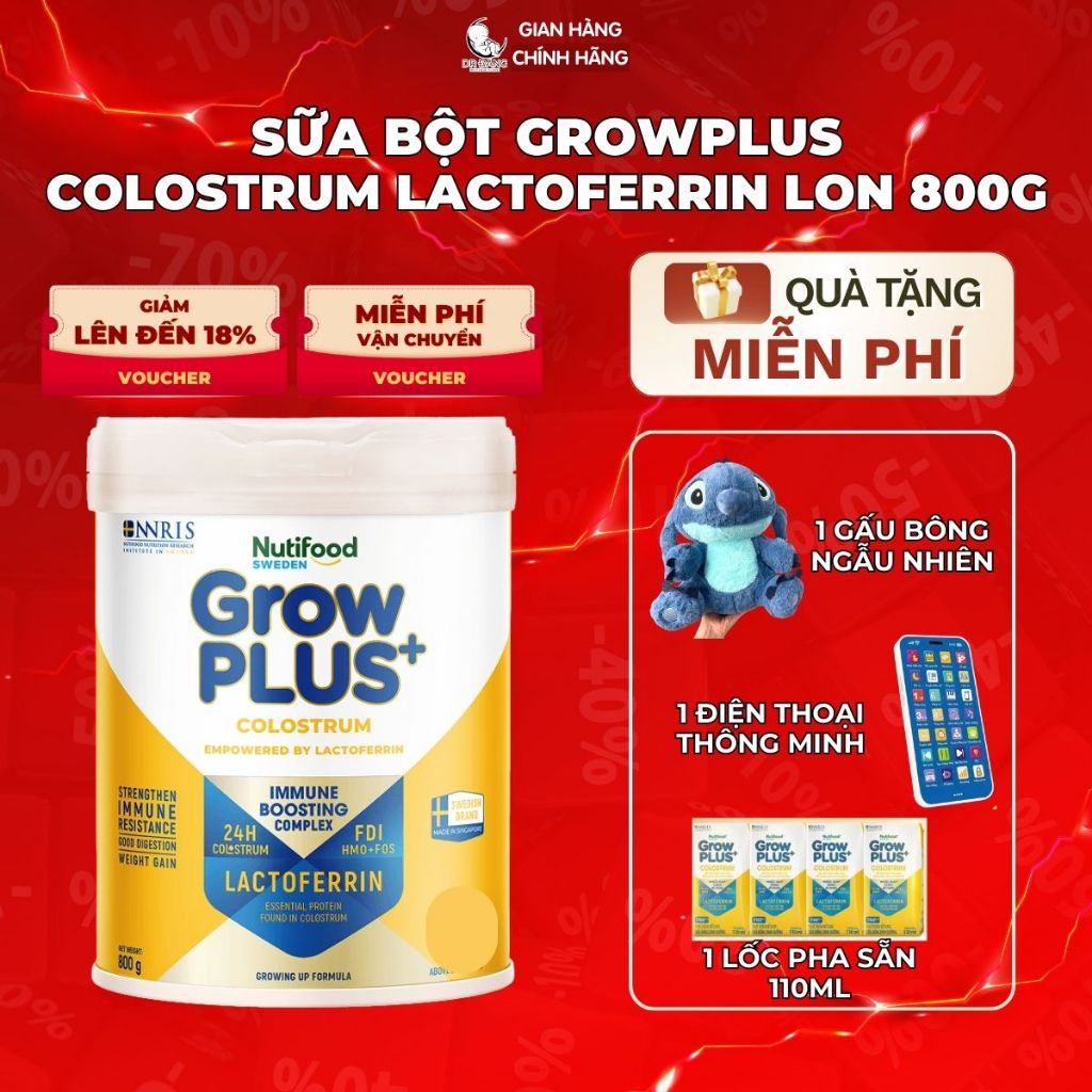 Sữa Bột Nutifood Growplus Colostrum Lactoferrin Lon 800G