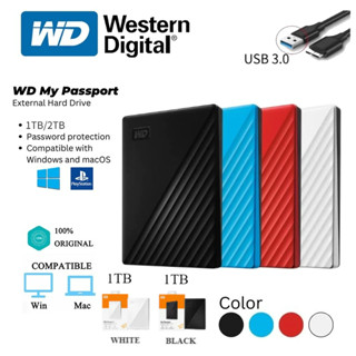 (Giao hàng cục bộ) Western Data WD Ổ cứng gắn ngoài 2TB/1TB WD HDD My Passport USB 3.0 Ổ cứng di động cho máy tính xách