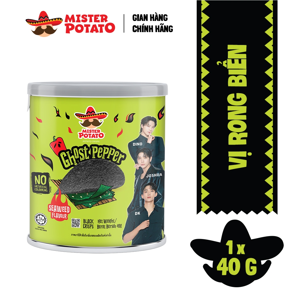 Khoai Tây Mister Potato Ghost Pepper Vị Rong Biển - Lon 40G
