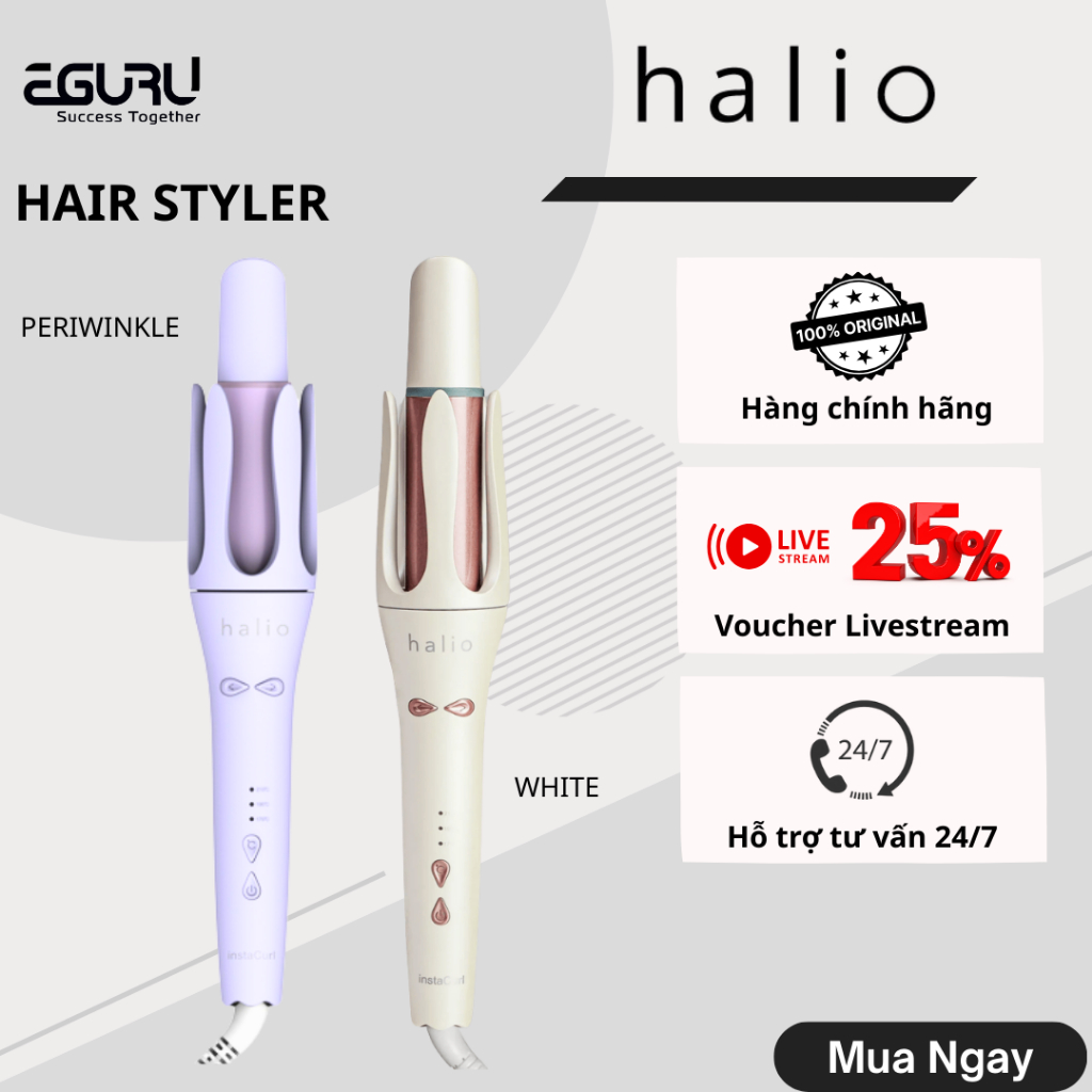 Máy Uốn Tóc Tự Xoay Ion Âm Halio instaCurl Premium Automatic Hair Styler - Hàng Chính Hãng