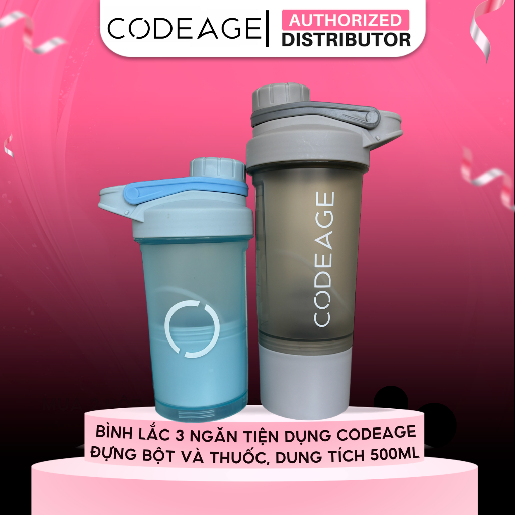 Bình Lắc Tiện Dụng Codeage 3 Ngăn Đựng Bột Và Thuốc 500ml