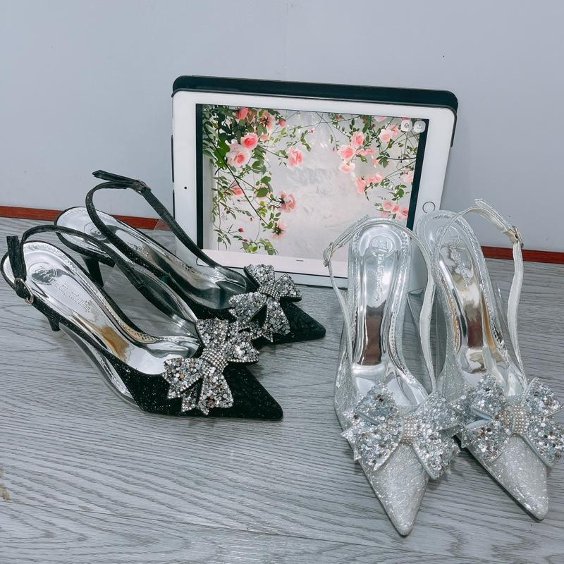 Giày Cao Gót Nữ Kim Tuyến Bling Trang Trí Nơ Cánh Tiên Lấp Lánh Sang Trọng – Tiệm Giày Tiểu Hồng (TH35) | BigBuy360 - bigbuy360.vn
