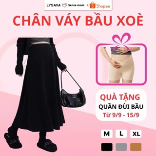 Chân váy bầu công sở Lysava dáng xòe lượn sóng, chân váy bầu trơn chất nỉ tăm hàn, dễ phối đồ CV2
