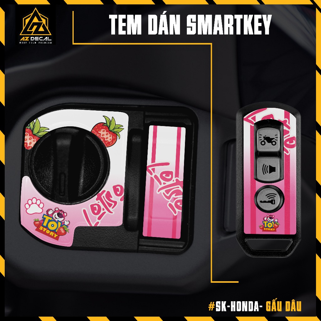 Tem Gấu Dâu Dán Smartkey Xe Máy | Chống nước, Chống bong - AZDECAL