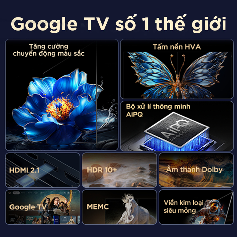 【UHD】65inch  - Google TV TCL 65V6C - Tấm nền HVA - Tần số quét 60Hz - Dolby Atmos - Bảo Hành 2 Năm | BigBuy360 - bigbuy360.vn