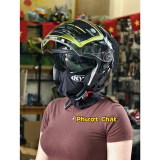 Khăn trùm đầu KYT vải thun logo KYT phản quang mang nón bảo hiểm đi phượt,đi du lịch rất tiện lợi