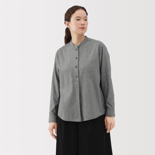  MUJI Áo Blouse Flannel Cổ Đứng Tay Dài 