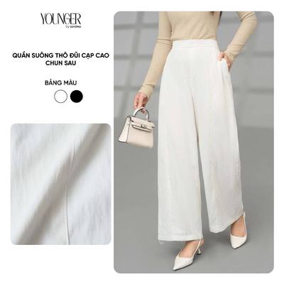Quần dài nữ YOUNGER BY CARDINA chất thô đũi cạp cao chun sau  5YQDT20