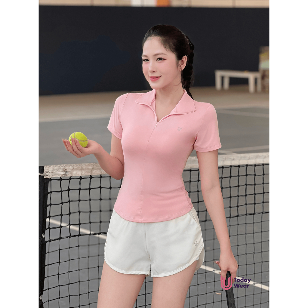 Set bộ đồ thể thao nữ hồng áo Lia Top mix quần đùi Zoey Short tôn dáng tôn da thoải mái vận động tập gym chơi pickleball | BigBuy360 - bigbuy360.vn