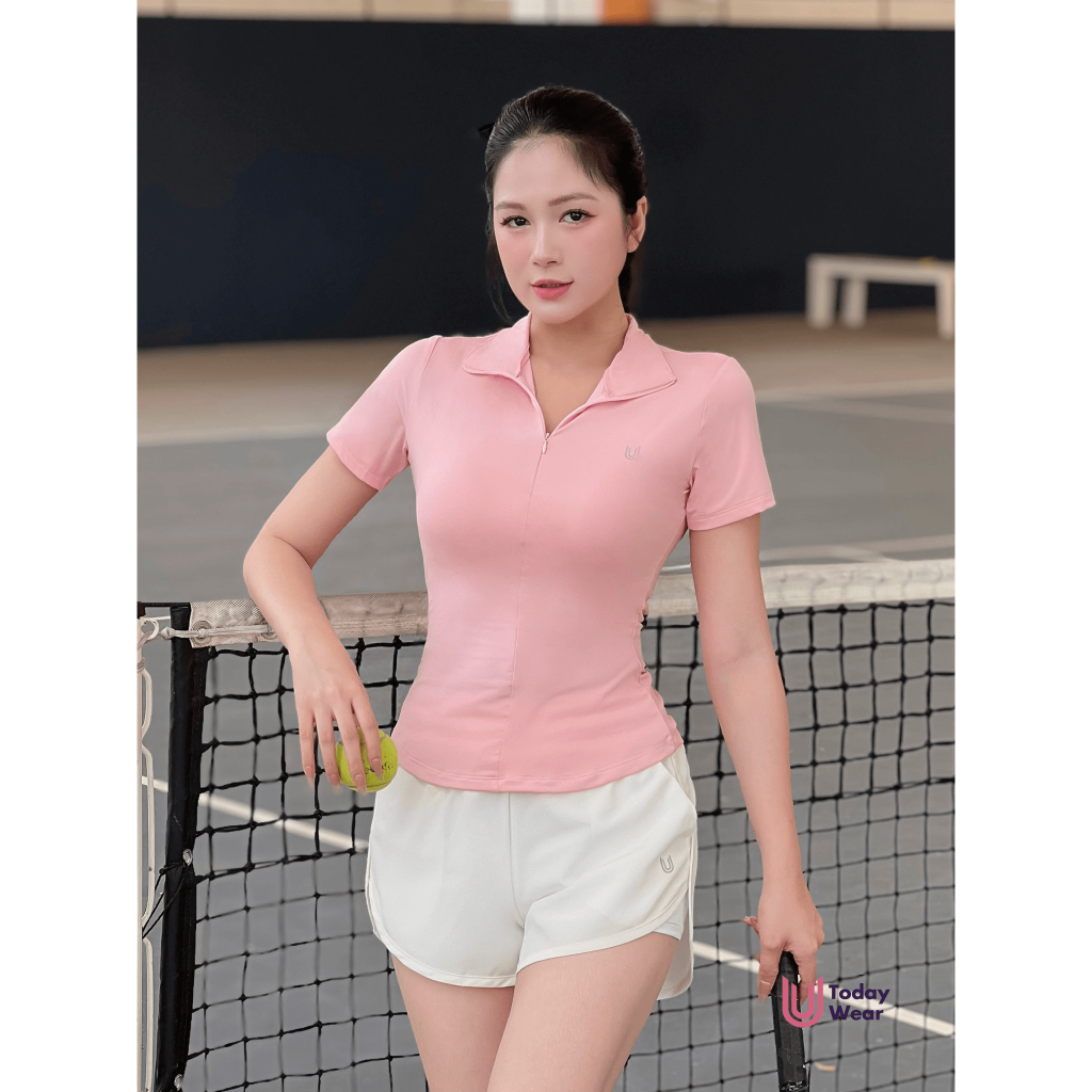 Set bộ đồ thể thao nữ hồng áo Lia Top mix quần đùi Zoey Short tôn dáng tôn da thoải mái vận động tập gym chơi pickleball | BigBuy360 - bigbuy360.vn