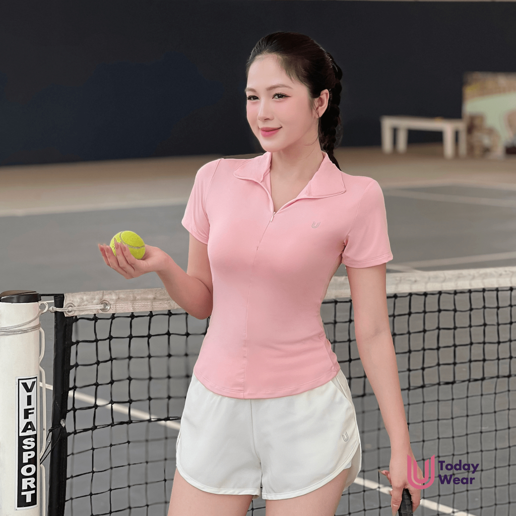 Set bộ đồ thể thao nữ hồng áo Lia Top mix quần đùi Zoey Short tôn dáng tôn da thoải mái vận động tập gym chơi pickleball | BigBuy360 - bigbuy360.vn