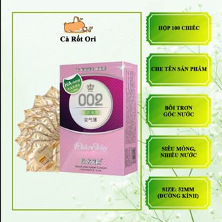 Bao cao su 002_Hộp 100 chiếc_Size 52±2mm (đường kính)_Siêu mỏng_Nhiều nước_Hàng nội địa Trung