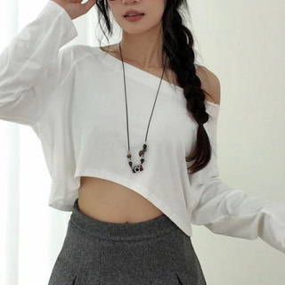  Áo thun nữ lệch vai tay dài TRANGCLOTHINGG ,áo tay dài vải thun giấy co giãn 4 chiều 