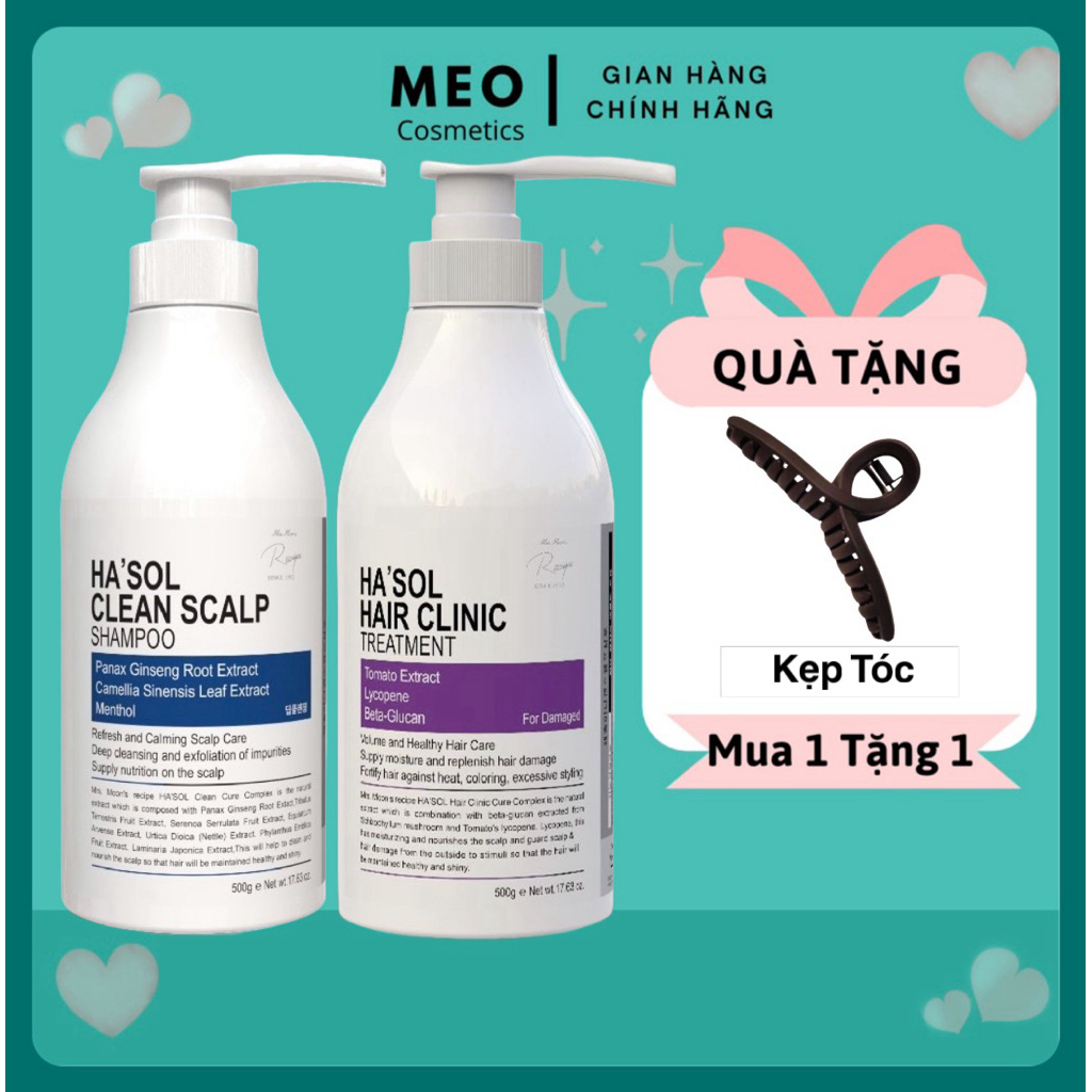Combo Dầu Gội Giảm Gàu Nấm Ngứa Hasol Clean Scalp Shampoo + Kem Ủ Tóc Phục Hồi Tóc Hư Tổn Hasol Hair