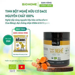 Tinh bột nghệ hữu cơ Dace 150g - Nghệ nếp Cao Bằng, nguyên chất, dễ uống, mịn thơm, chuẩn USDA, EU, JAS Organic