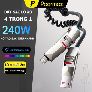 Dây sạc nhanh Poermax 240w  phù hợp với tất cả các dòng điện thoại androi, iphone