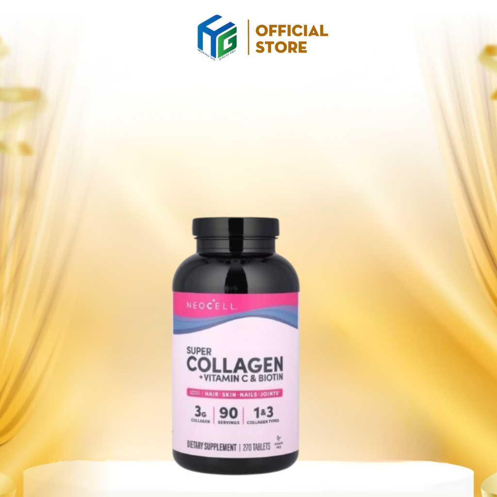 Viên uống bổ sung Collagen, Neocell Super Collagen Vitamin C + Biotin 90-270 viên Nhập Mỹ