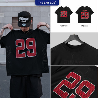 Áo Thun Cổ Tròn Nam Nữ The Bad God Red Zone 29 Form Boxy Lưới Thêu Lưới Unisex