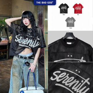 Áo Thun Cổ Tròn Nam Nữ The Bad God Red Riot Form Boxy Áo Lưới Mess 3D