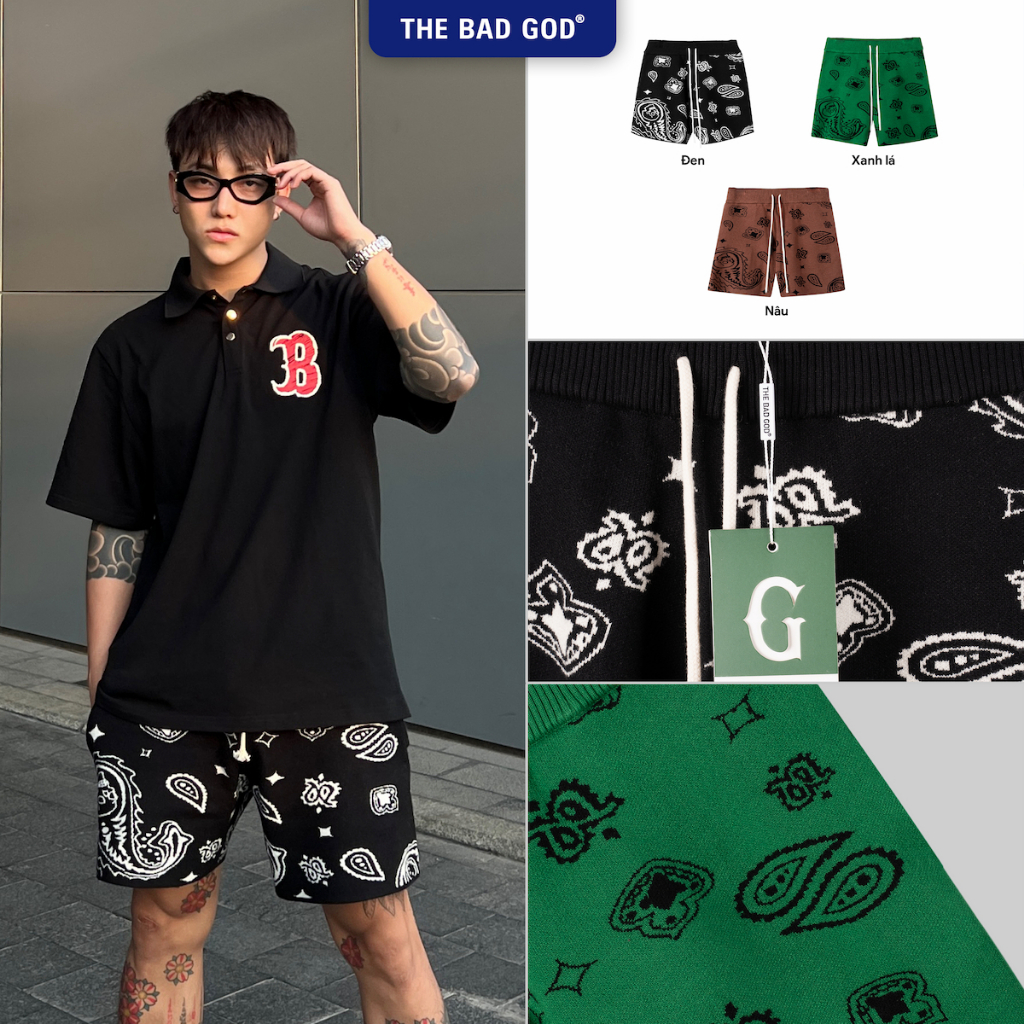 Quần Short Đùi Nam The Bad God Paisley Dáng Lửng Chất Len Unisex Local Brand