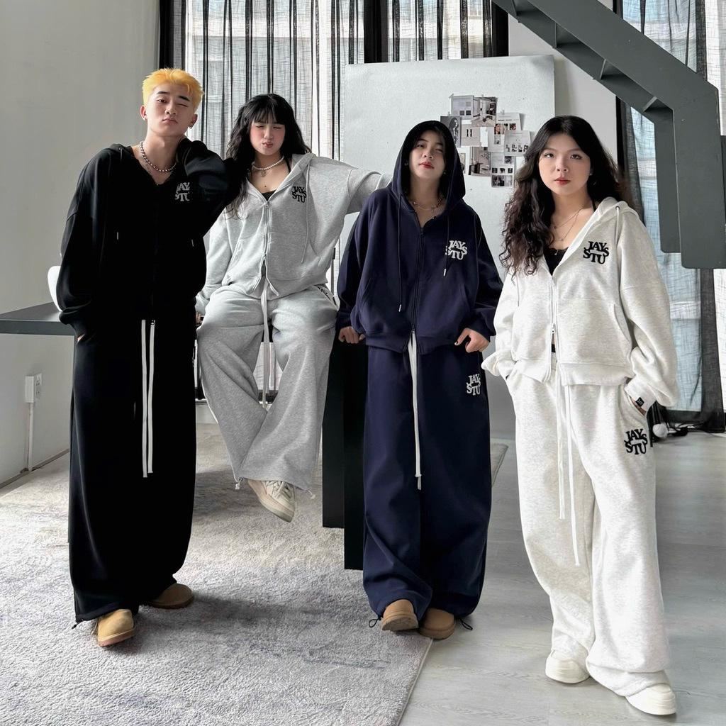 Set nỉ WITH LOVE ❤️‍🔥 vải 2 da ko xù lông Áo hoodie zip boxy và Quần nỉ (có tách lẻ) Brand Jaystoree | BigBuy360 - bigbuy360.vn