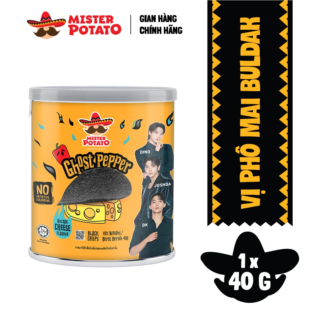 Khoai Tây Mister Potato Ghost Pepper Vị Phô Mai Buldak - Lon 40G