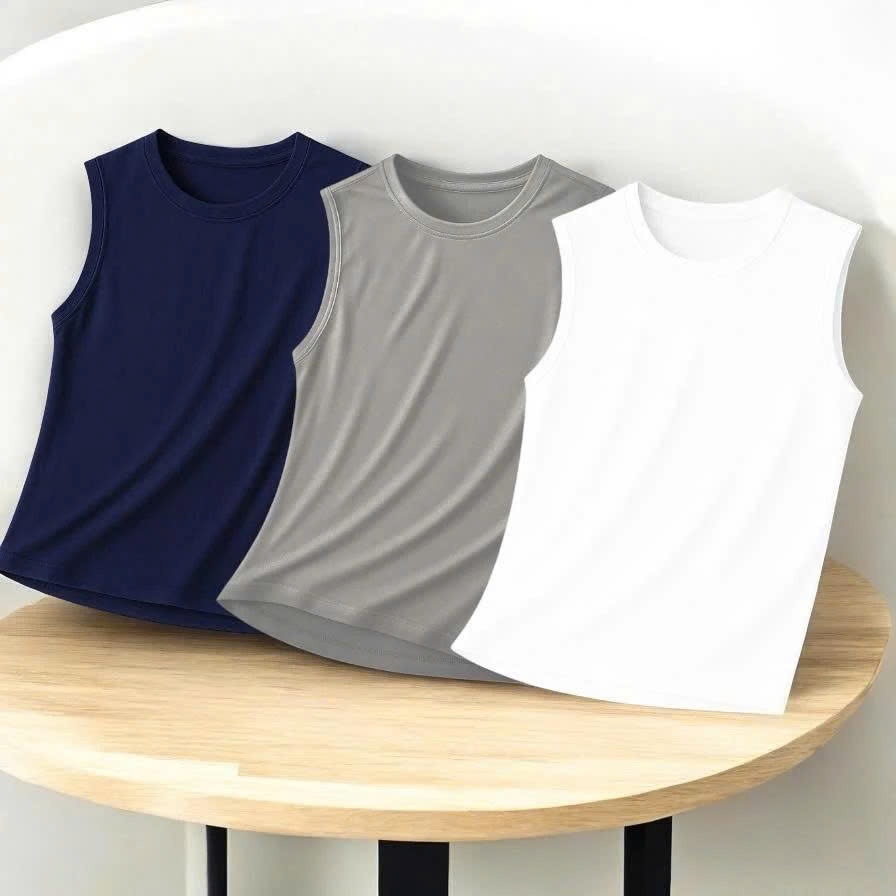 Combo Áo sát nách nam Heoshop888, áo cổ tròn thiết kế trơn dễ mặc dễ phối đồ