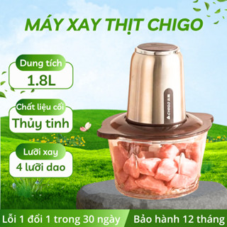Máy xay thịt Chigo dung tích 1.8-2.2L, cối thủy tinh dày xay thịt cá rau củ nhanh, dễ vệ sinh BH 12T