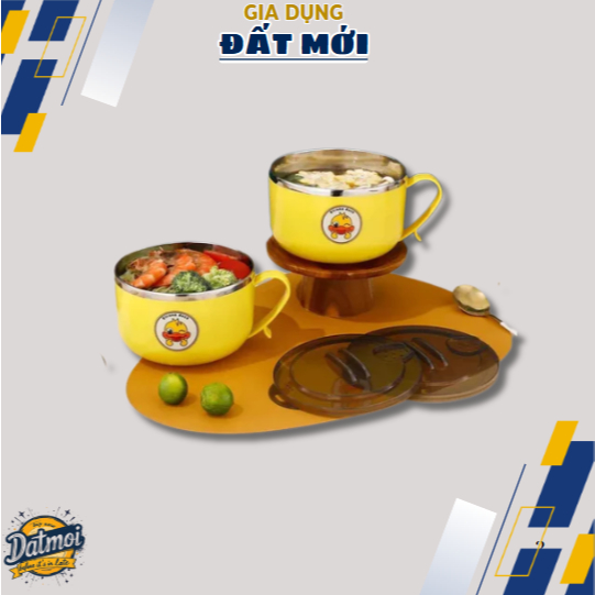 ( CA MÌ VỊT VÀNG ) Ca đựng thức ăn giữ nhiệt, hộp đựng mì vịt vàng C20