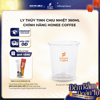 Ly Thuỷ Tinh Cao Cấp Chịu Nhiệt (360ml) Cốc Thuỷ Tinh Siêu Dày Chính Hãng Honee Coffee - Ban Me Gold