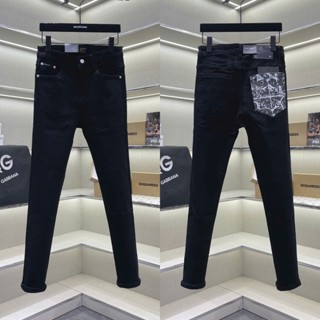  Quần jean bò nam PB slimfit đen trơn phối in hoạ tiết chữ hoa văn túi sau đơn giản basic boy phố QJ744P 