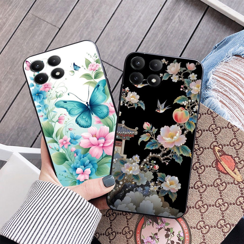 Ốp lưng xiaomi redmi k70 5g/k70 ultra/redmi k70e in hình hoa hồng màu đỏ với chim và bướm