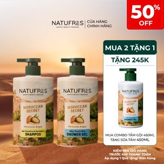 Combo Sữa Tắm + Dầu Gội Natufrès Hương Bia Bỉ/ Rượu Vang/ Muối Biển và Trái Nhàu/ Tinh Dầu Argan 250ml/ 450ml
