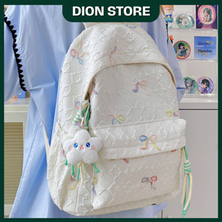 Balo nữ balo đi học hình nơ thêu nổi thời trang dễ thương phong cách Hàn Quốc Cặp nữ đựng laptop 15 inch 2026 DIONSTORE