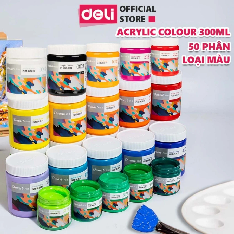 [HỎA TỐC] Màu Acrylic 3D Hũ 300ml Cao Cấp Dmast Deli 30 Màu Vẽ Trên Mọi Chất Liệu Custom Chuyên Nghiệp Full Bảng Màu