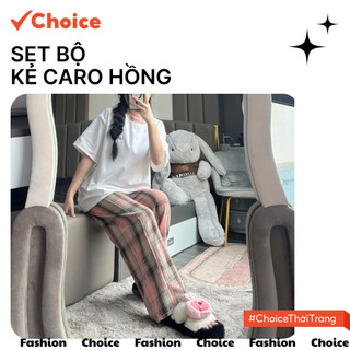 Set Bộ Kẻ Caro Hồng Choice NH18 Form Rộng Unisex