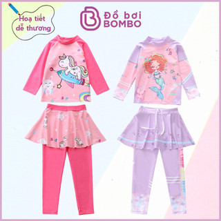  Đồ bơi trẻ em gái tay dài quần dài chân váy chống lạnh chống nắng chống UV cho bé yêu 