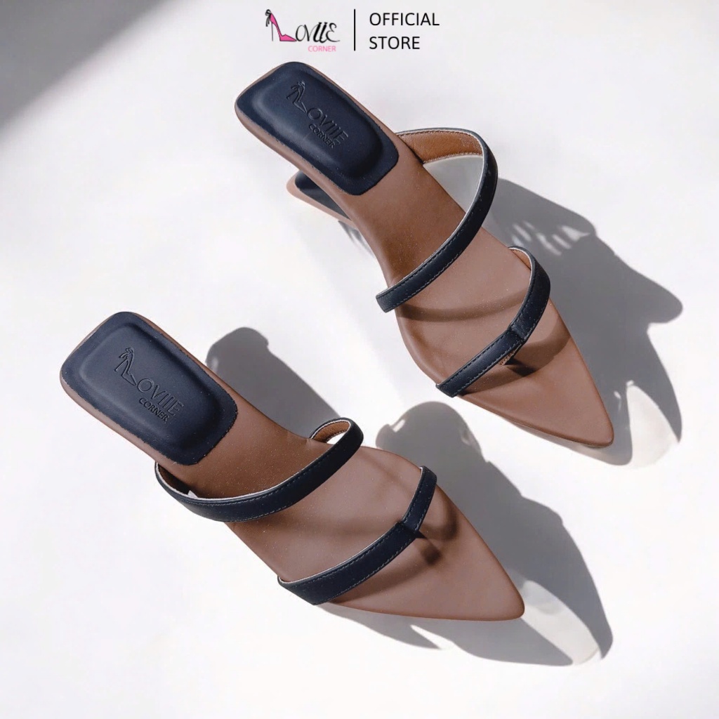 LOVIIECORNER - DÉP CAO GÓT THỜI TRANG MŨI NHỌN QUAI NGANG - GUỐC NỮ GÓT KHOÉT PHONG CÁCH  5CM - D250