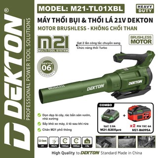 Máy thổi lá pin DEKTON M21-TL01BL, Không chổi than, Dài 80cm Có chức năng Turbo