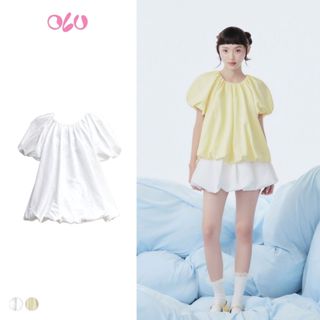 Áo bí babydoll tay phồng dáng rộng dễ thương Cotton Puff Short Sleeve Top phù hợp đi chơi OLV