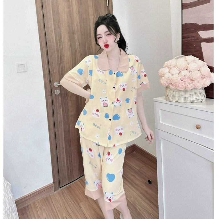 Đồ Bộ Lửng Lụa Cổ Sen Siêu Xinh Bigsize 50-100kg