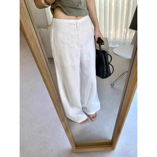 𝗕𝗮𝗯𝗲 𝗣𝗮𝗻𝘁𝘀-| BEELY| Quần Linen dáng xuông lưng bản nhỏ