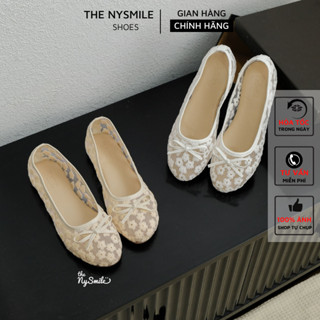  Giày nữ BIG SIZE   35 - 42   Giày Búp Bê Nữ Ren Hoa Nhí 1P mũi tròn  giày búp bê nữ mang đi học - THENYSMILE - MINA 2 