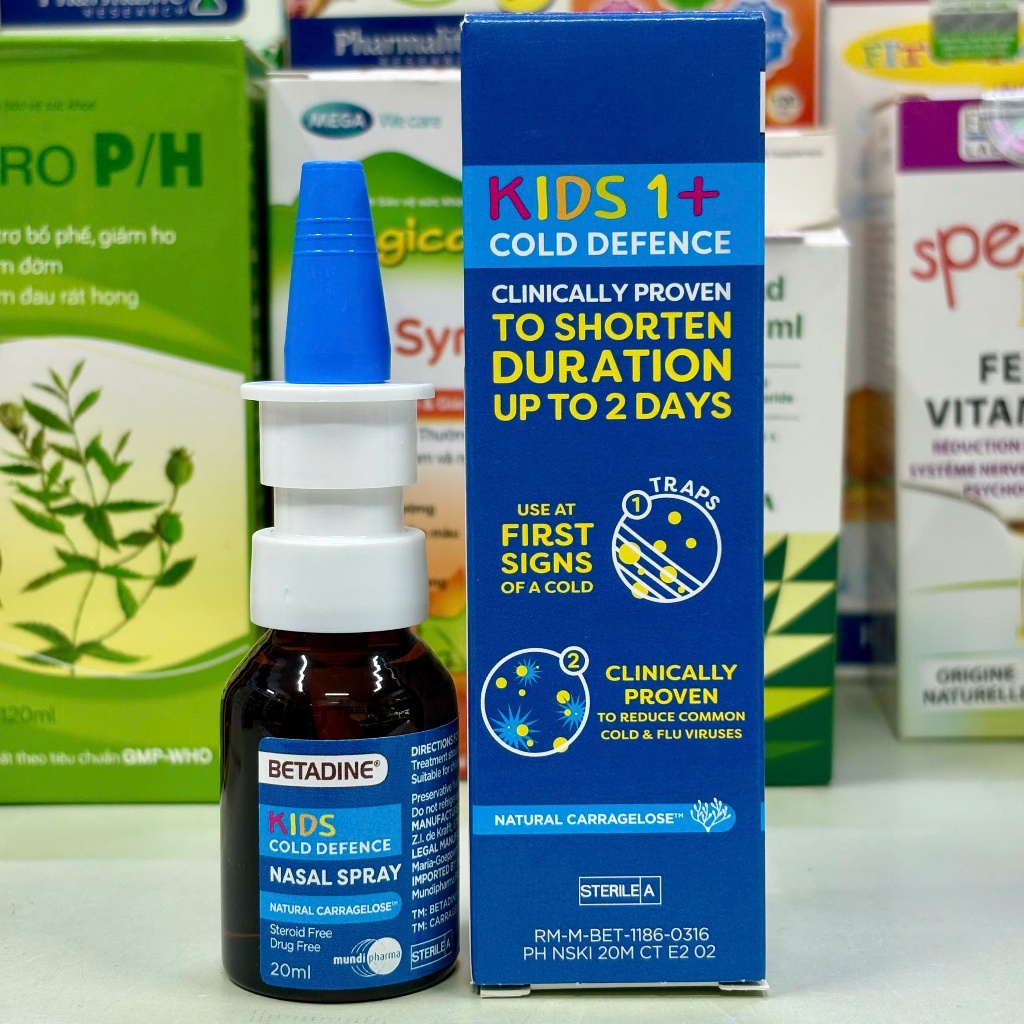 [ CHÍNH HÃNG ] Dung Dịch Xịt Mũi Betadine Cold Defense Nasal Spray Kids 1+ 20ml Ngăn Chặn Viêm Mũi D