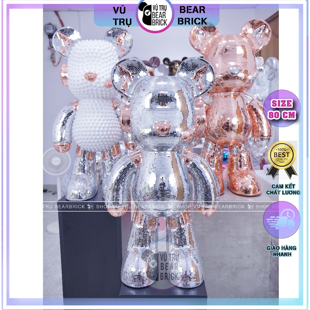 Mô Hình Tượng Gấu Bearbrick DJ Bling Decor Trang Trí Nhà Cửa Showroom - Size 80 cm