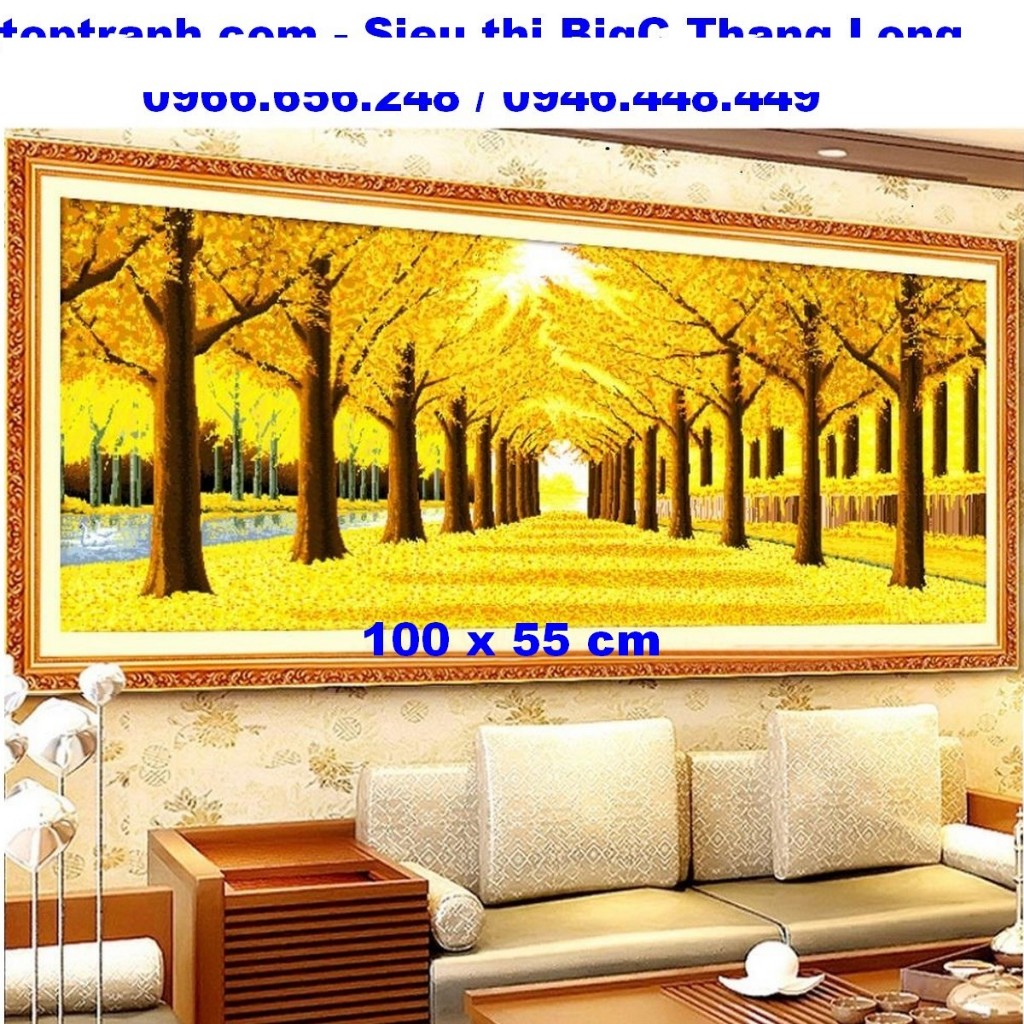 Tranh thêu chữ thập mùa thu vàng khổ bé nhất 100x55cm E179 chưa thêu