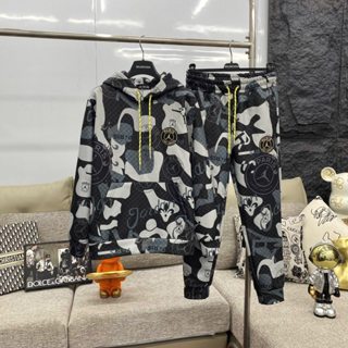 Đồ bộ nam dài tay thu đông P^RIS nỉ 2 da thêu logo PSSG  phối chữ bông xù sau lưng áo mũ trùm basic