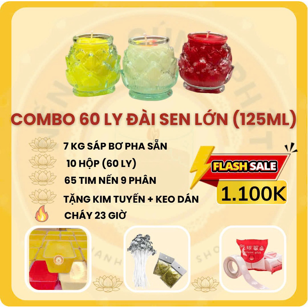 (Siêu Rẻ ) Combo 36 Ly Đài Sen Lớn 125ml [Kèm văn Khấn cúng dường ]