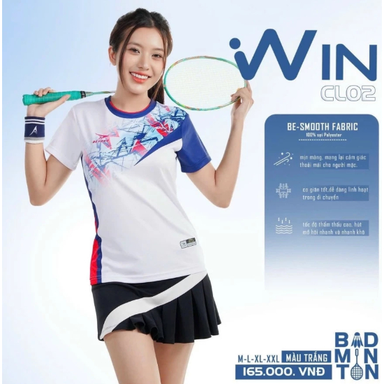 Áo Cầu Lông Beyono Win CL02 𝗡𝗮𝗺 - 𝗡𝘂̛̃ Hút Ẩm Nhanh