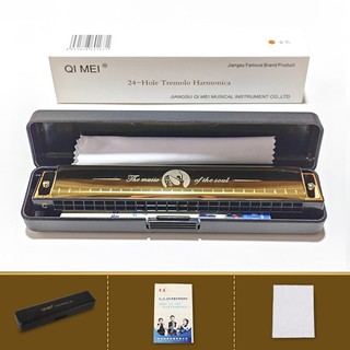 Kèn Harmonica Qi Mei 24 Lỗ Tone C - Chính Hãng Cao Cấp - KÈN MÀU VÀNG (AP Music)